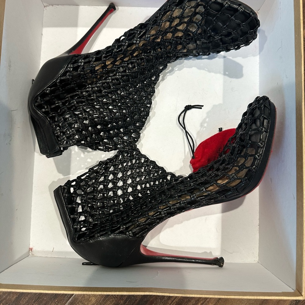 Christian Louboutin Black Mesh Heels